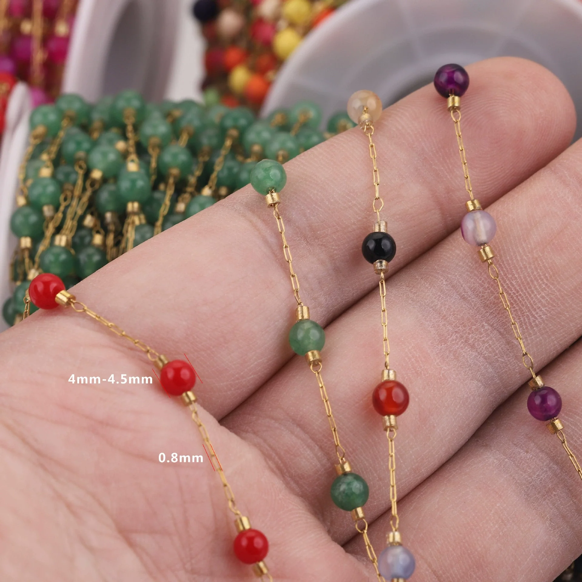 Jewelry Accessories Natural Stone Stainless Steel Chain With Vacuum Gold Plating Electroplating - Image 4