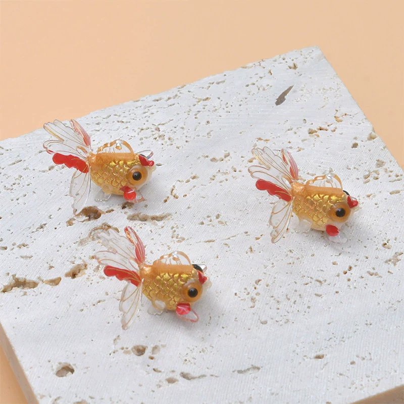 Jewelry Accessories Plastic Resin Dripping Oil Koi Carp Goldfish Pendant Stud Earrings Diy Handmade - Image 2