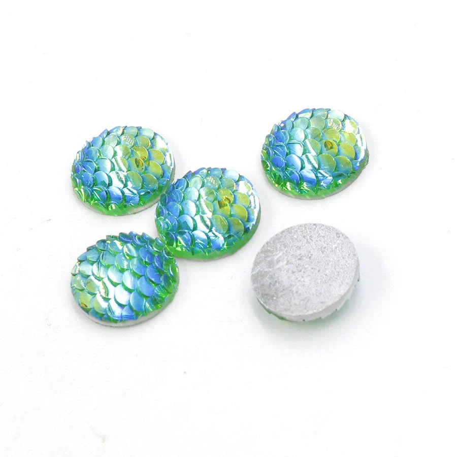 Jewelry Accessories Plastic Resin Geometric Round Fish Flake Patch Flat Bottom Drill - Image 2