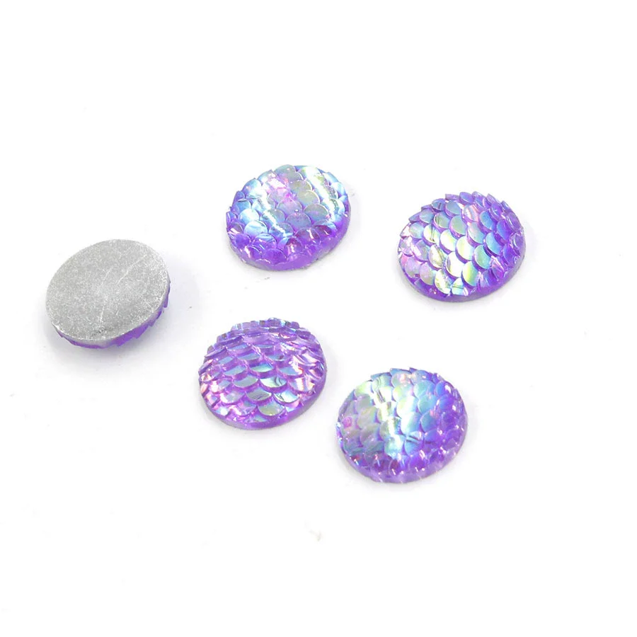 Jewelry Accessories Plastic Resin Geometric Round Fish Flake Patch Flat Bottom Drill - Image 4