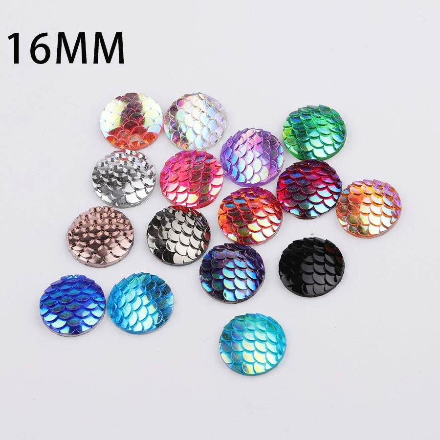 Jewelry Accessories Plastic Resin Round Fish Scale Patch - Image 19