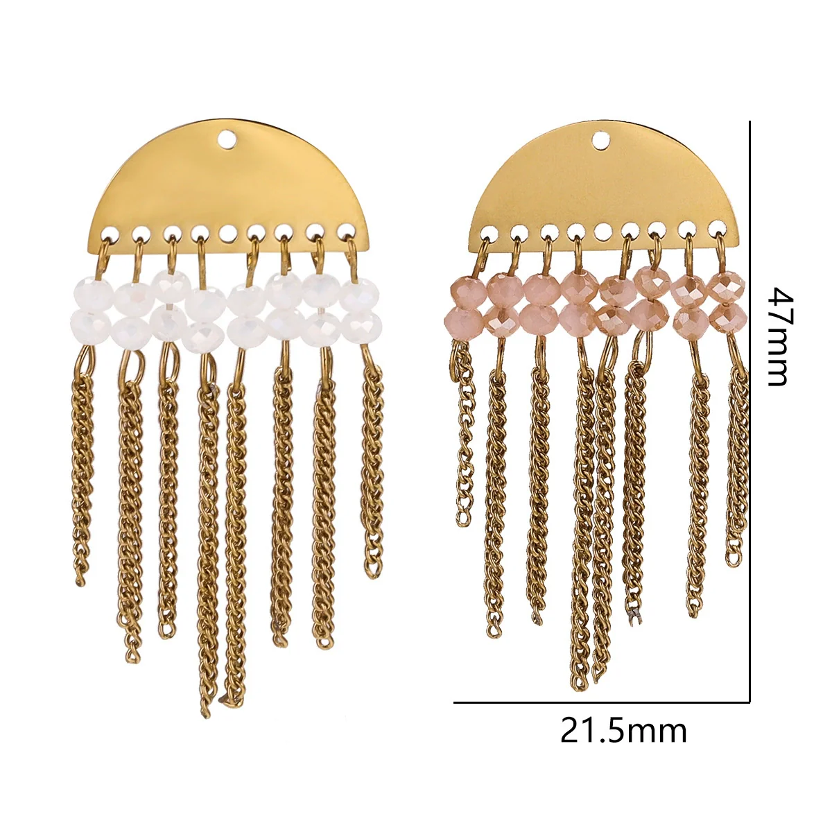 Jewelry Accessories Stainless Steel Bohemian Crystal Metal Tassel Electroplated Diy Earrings - Image 3