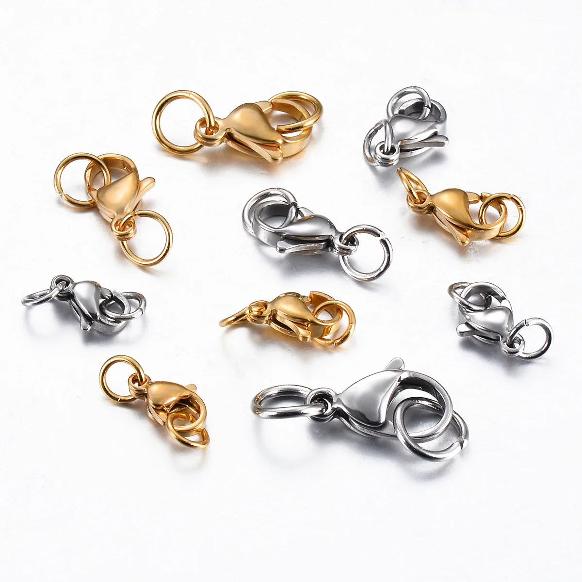 Jewelry Accessories Stainless Steel Double Ring Lobster Clasp Electroplating Finishing Combination Connection Buckle For Necklace And Bracelet - Image 5