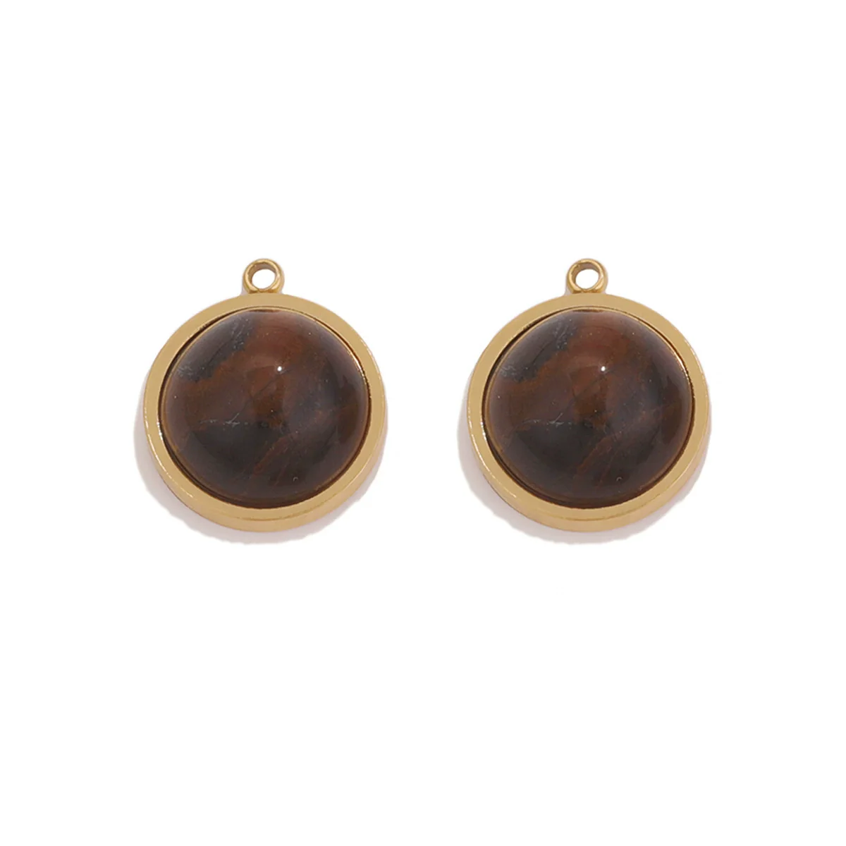 Jewelry Accessories Stainless Steel Gold Plated Natural Stone Round Bohemian Flat Back Charm Pendant Diy Earrings With Fish Pattern Retro Style - Image 10