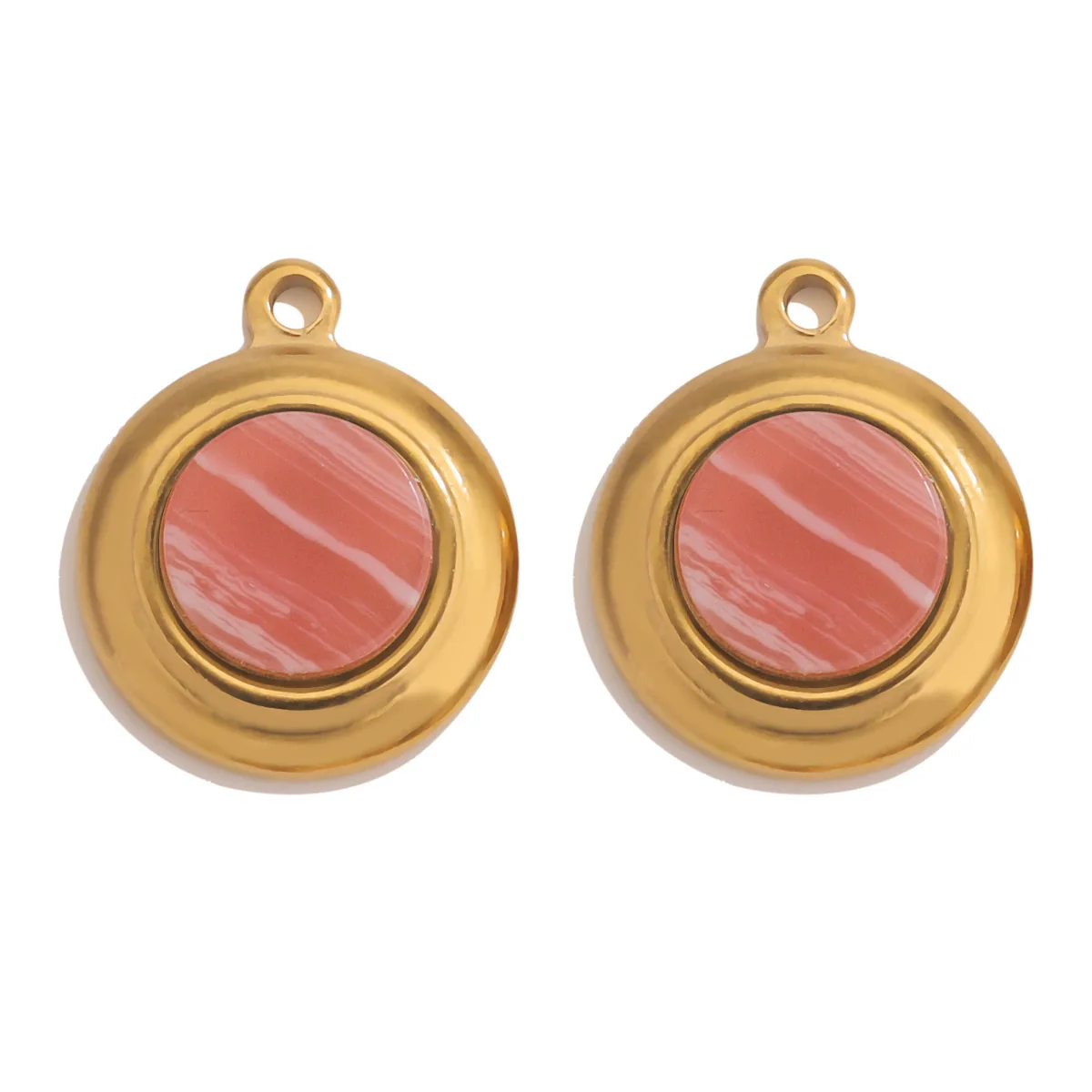 Jewelry Accessories Stainless Steel Gold Plated Natural Stone Round Bohemian Flat Back Charm Pendant Diy Earrings With Fish Pattern Retro Style - Image 11