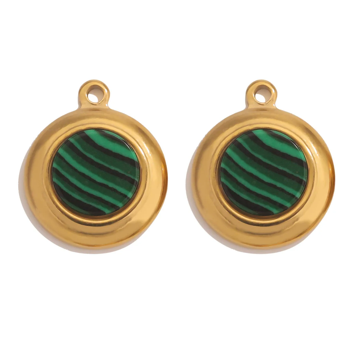 Jewelry Accessories Stainless Steel Gold Plated Natural Stone Round Bohemian Flat Back Charm Pendant Diy Earrings With Fish Pattern Retro Style - Image 13