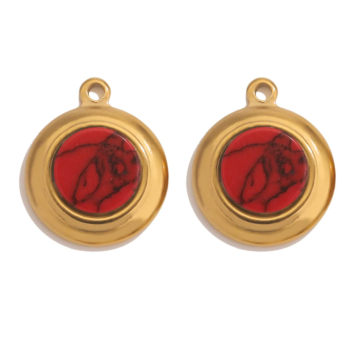 Jewelry Accessories Stainless Steel Gold Plated Natural Stone Round Bohemian Flat Back Charm Pendant Diy Earrings With Fish Pattern Retro Style - Image 16