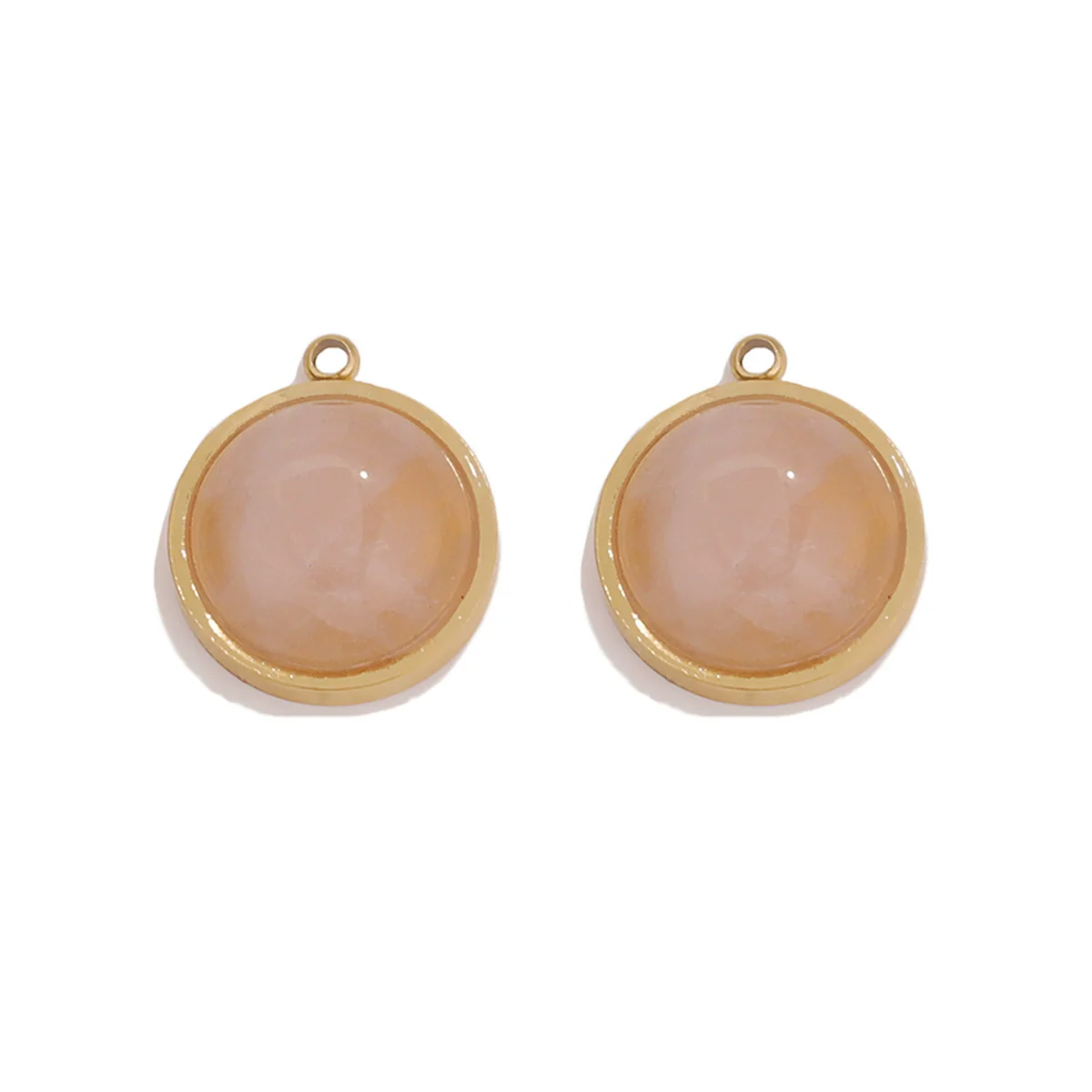 Jewelry Accessories Stainless Steel Gold Plated Natural Stone Round Bohemian Flat Back Charm Pendant Diy Earrings With Fish Pattern Retro Style - Image 6