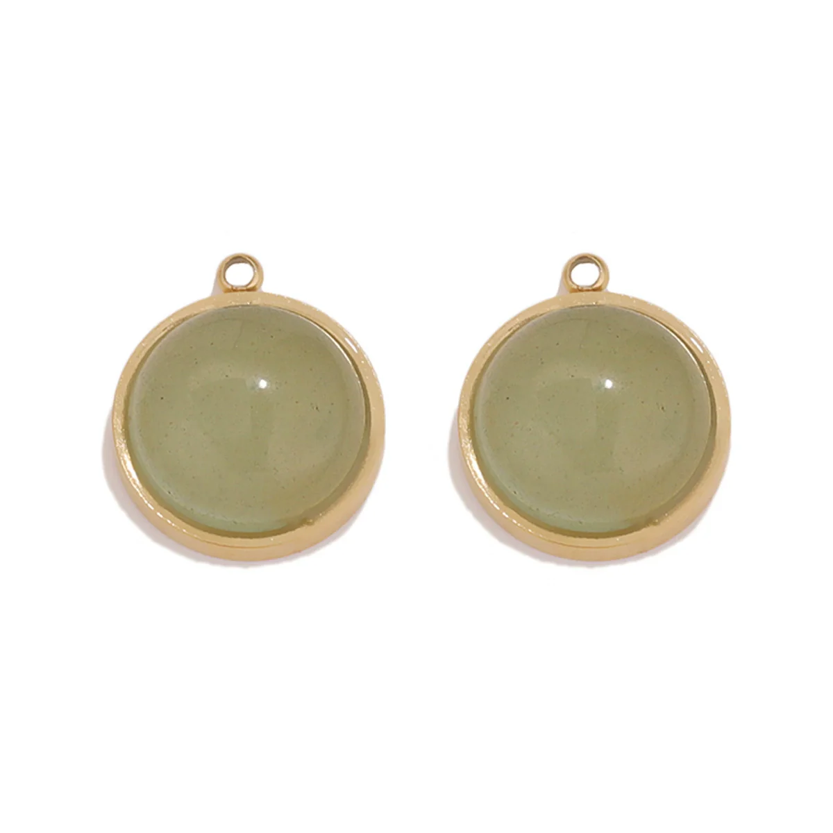 Jewelry Accessories Stainless Steel Gold Plated Natural Stone Round Bohemian Flat Back Charm Pendant Diy Earrings With Fish Pattern Retro Style - Image 7