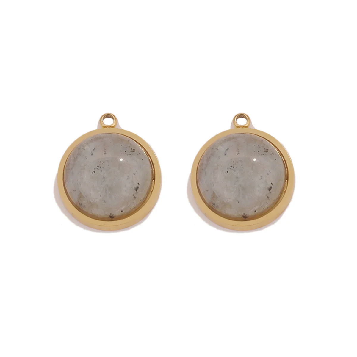 Jewelry Accessories Stainless Steel Gold Plated Natural Stone Round Bohemian Flat Back Charm Pendant Diy Earrings With Fish Pattern Retro Style - Image 8