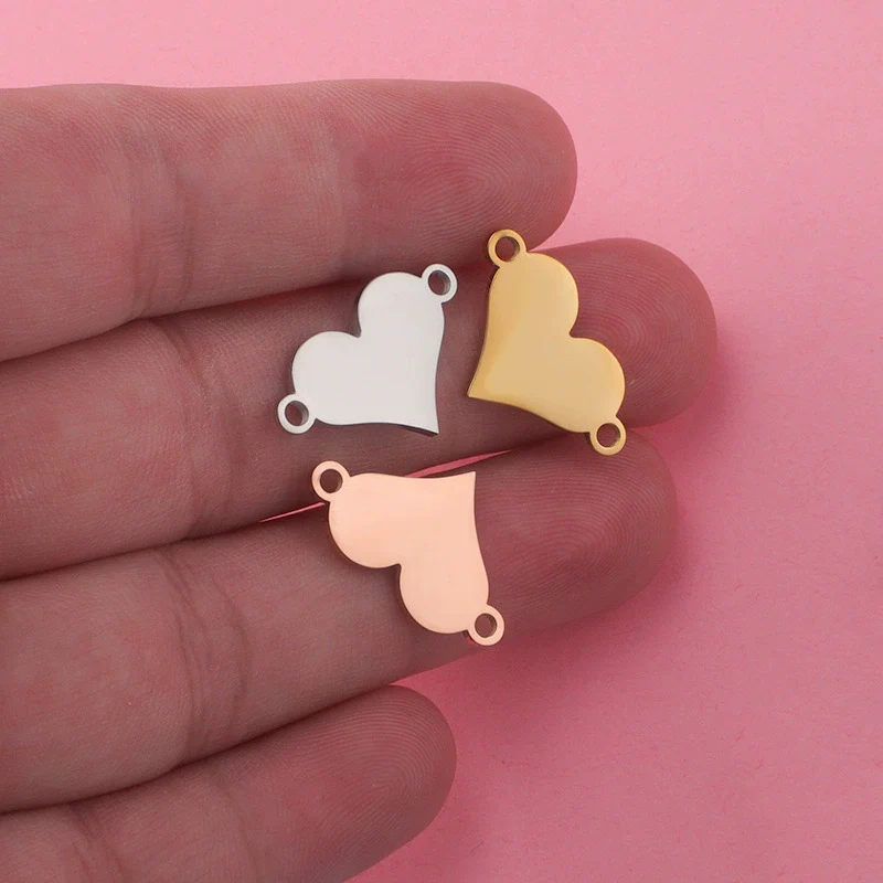 Jewelry Accessories Stainless Steel Heartshaped Love Pattern Laser Electroplated Pendant - Image 2