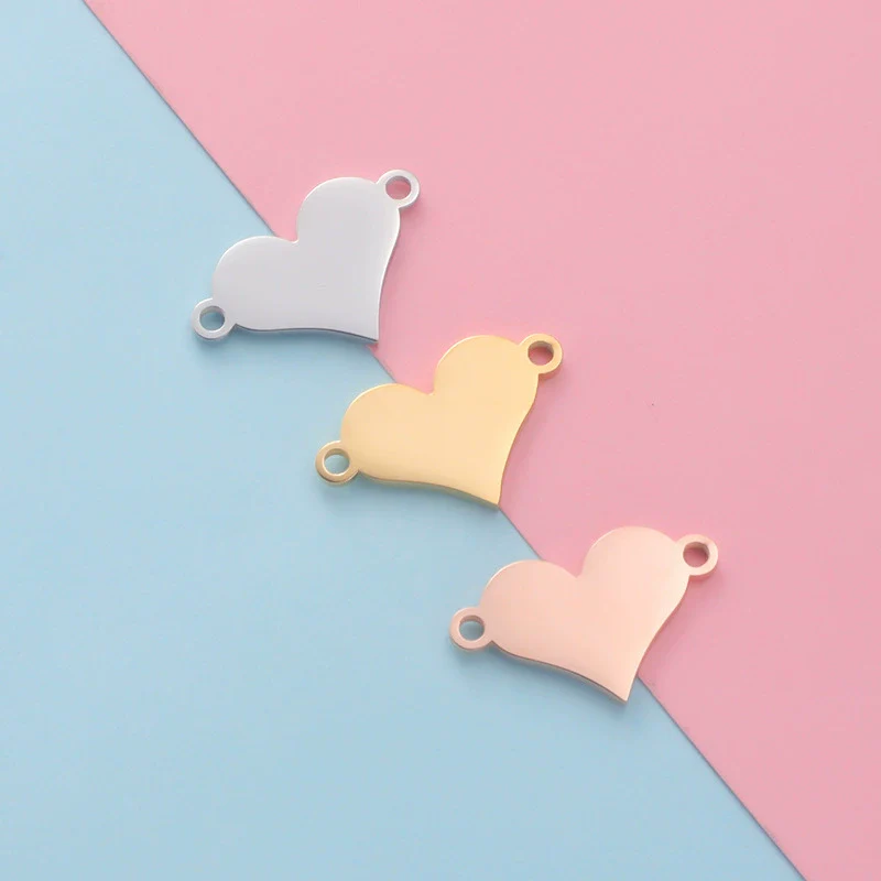 Jewelry Accessories Stainless Steel Heartshaped Love Pattern Laser Electroplated Pendant - Image 3