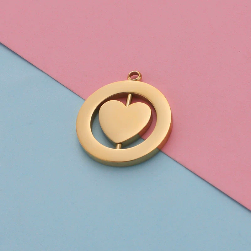 Jewelry Accessories Stainless Steel Hollow Rotatable Square Round Heartshaped Electroplated Pendant - Image 7