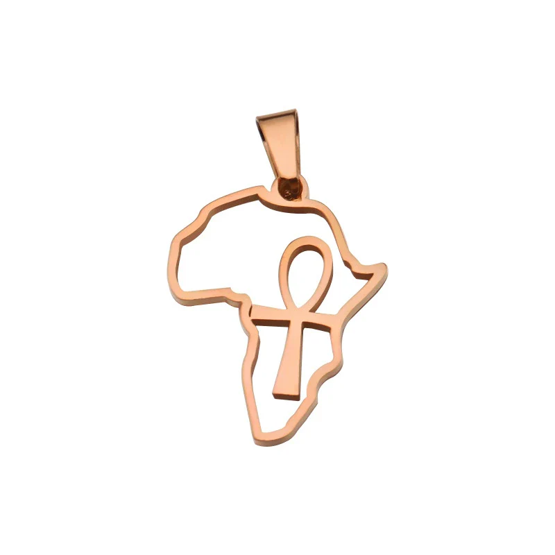 Jewelry Accessories Stainless Steel Mirror Polishing Cut Out African Map Cross Pendant - Image 2