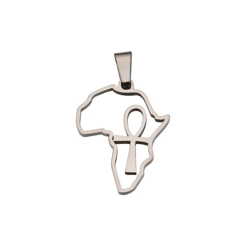Jewelry Accessories Stainless Steel Mirror Polishing Cut Out African Map Cross Pendant - Image 3