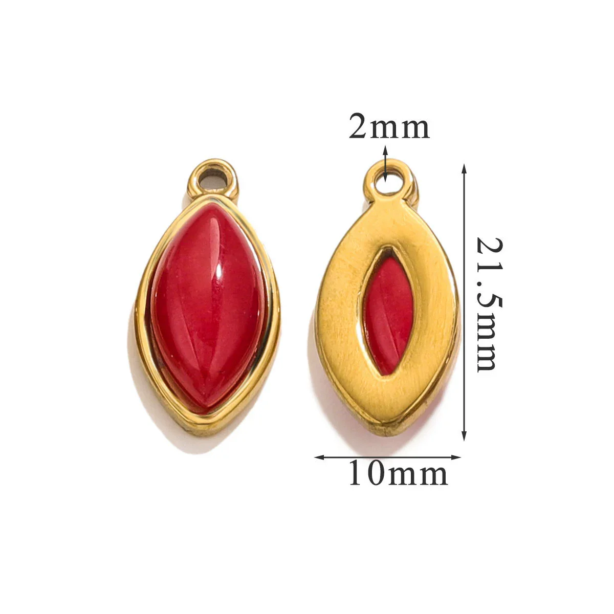Jewelry Accessories Stainless Steel Natural Stone Oval Horse Eye Pendant Electroplated 18K Gold - Image 10