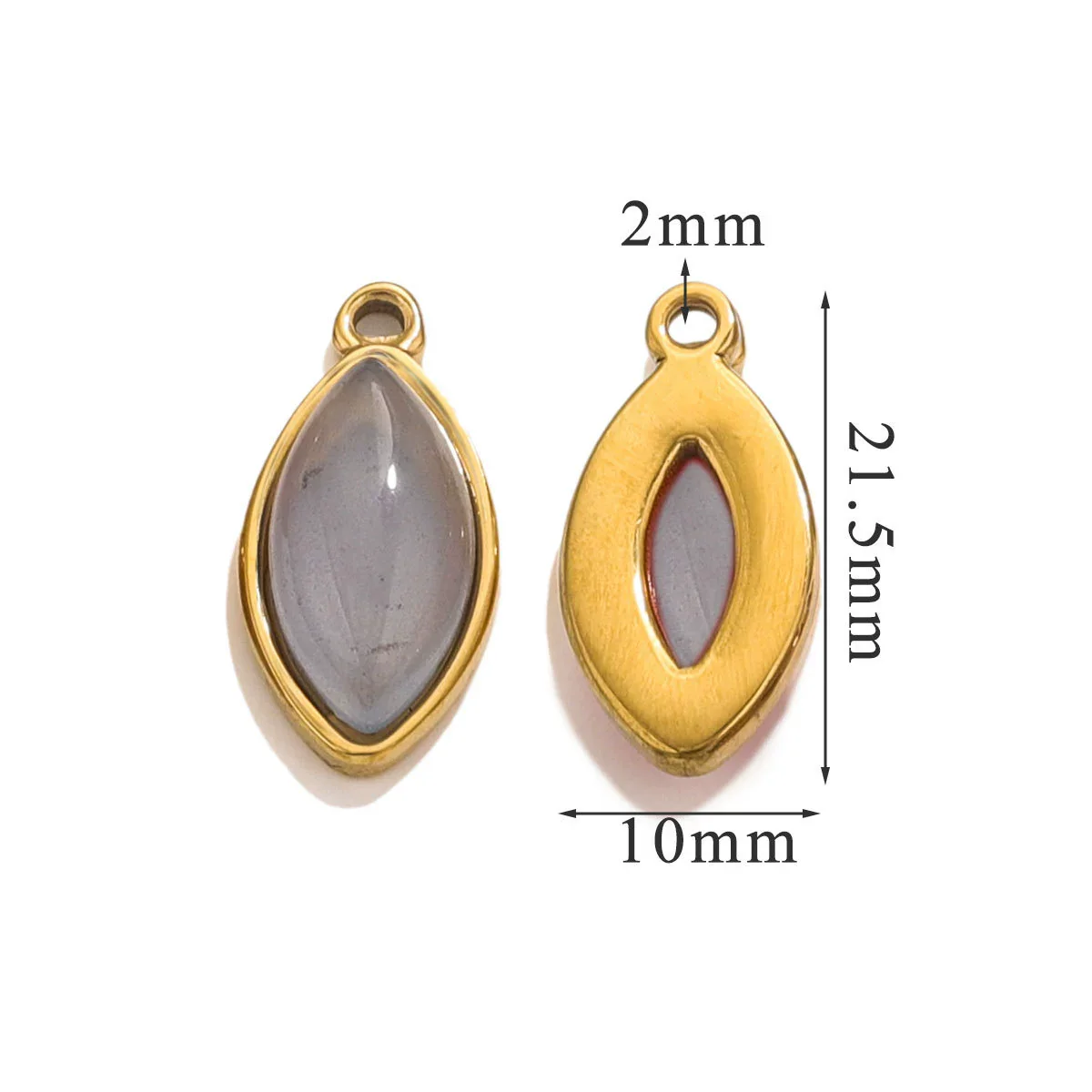 Jewelry Accessories Stainless Steel Natural Stone Oval Horse Eye Pendant Electroplated 18K Gold - Image 12
