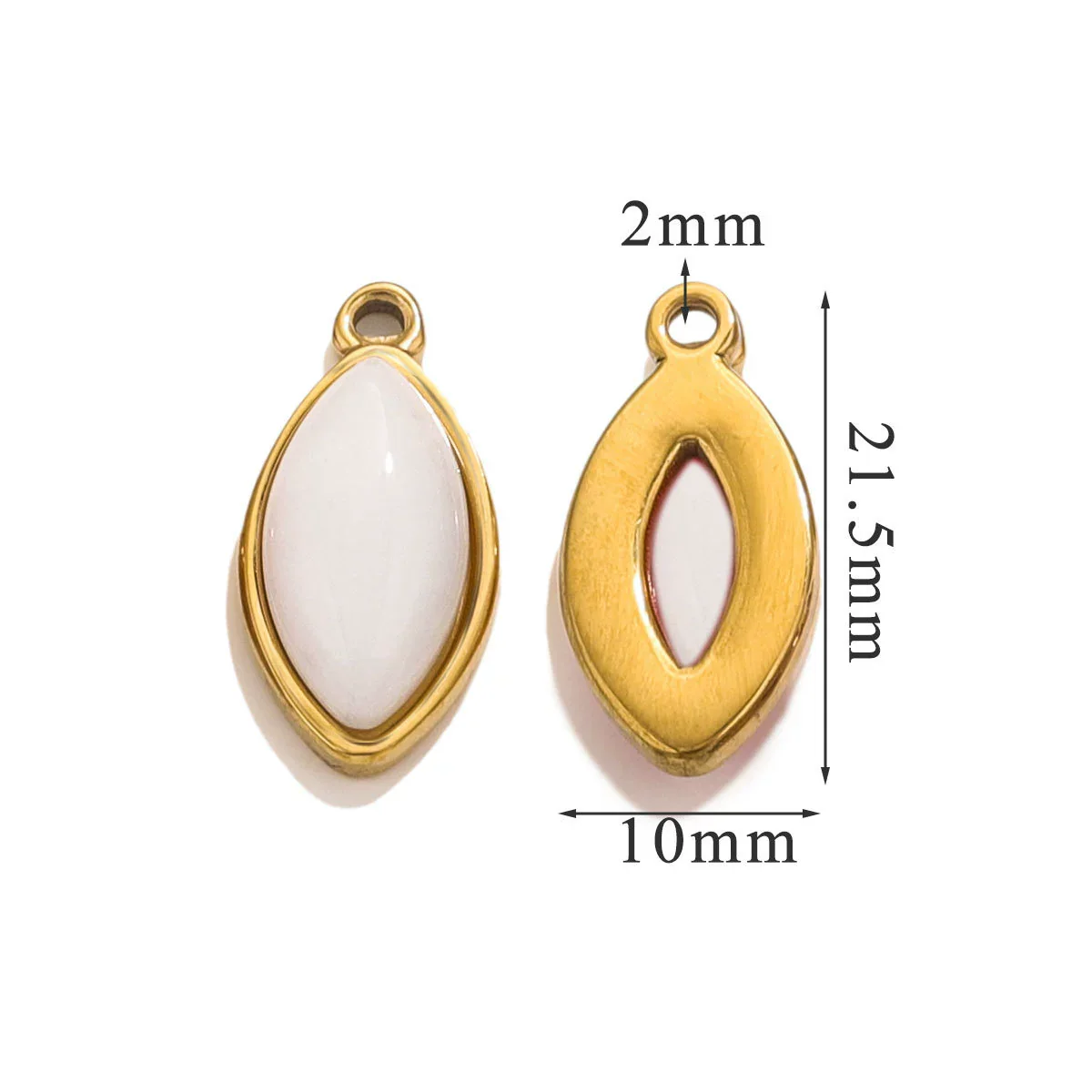 Jewelry Accessories Stainless Steel Natural Stone Oval Horse Eye Pendant Electroplated 18K Gold - Image 13