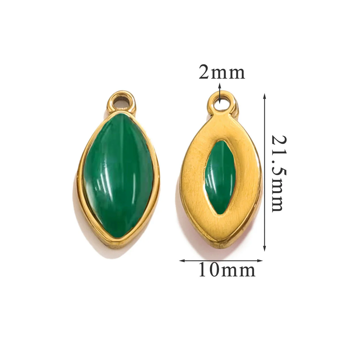 Jewelry Accessories Stainless Steel Natural Stone Oval Horse Eye Pendant Electroplated 18K Gold - Image 15