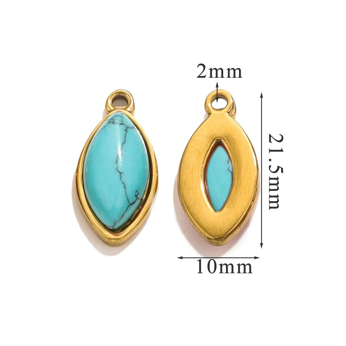 Jewelry Accessories Stainless Steel Natural Stone Oval Horse Eye Pendant Electroplated 18K Gold - Image 4