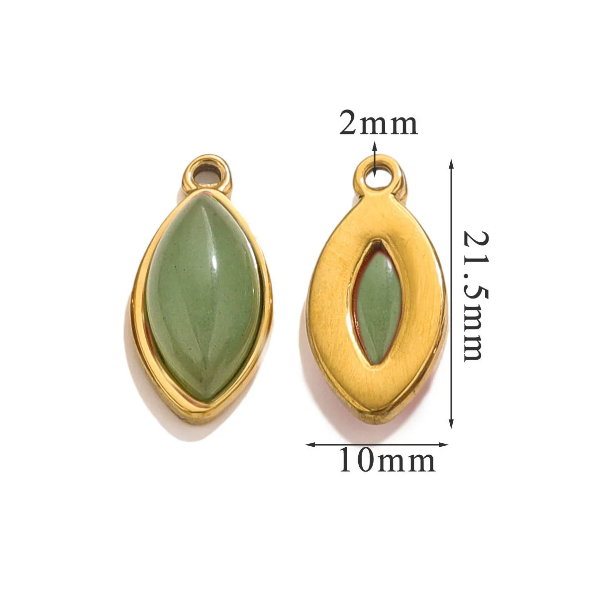 Jewelry Accessories Stainless Steel Natural Stone Oval Horse Eye Pendant Electroplated 18K Gold - Image 7