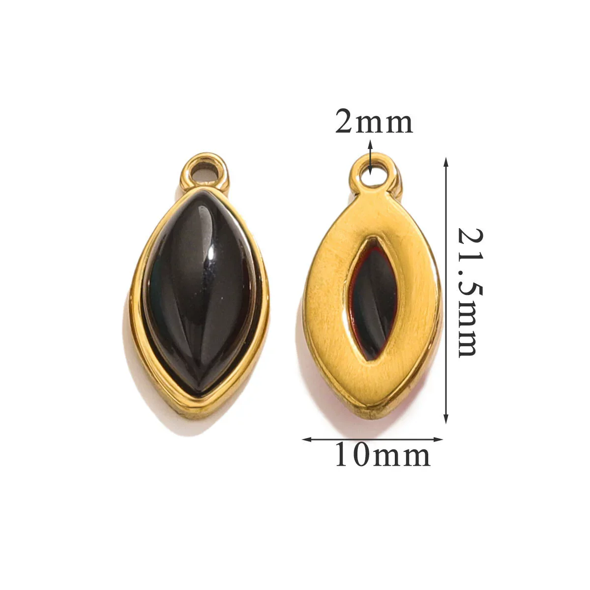 Jewelry Accessories Stainless Steel Natural Stone Oval Horse Eye Pendant Electroplated 18K Gold - Image 9