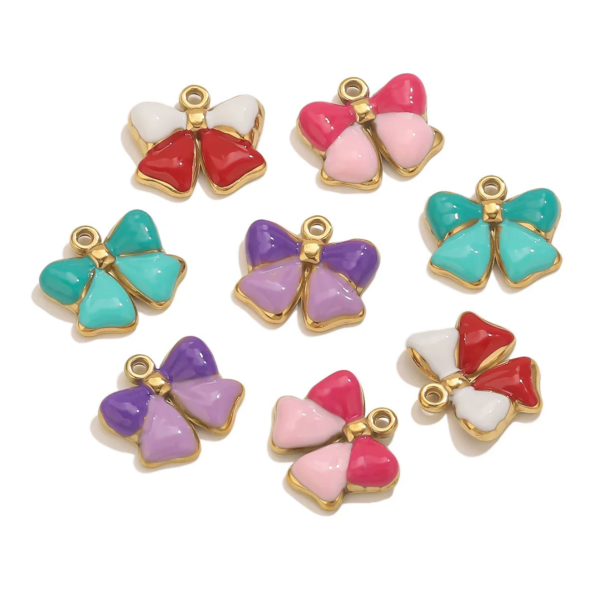 Jewelry Accessories Stainless Steel Oil Dripping Bow Pendant Electroplating Diy Handmade - Image 4
