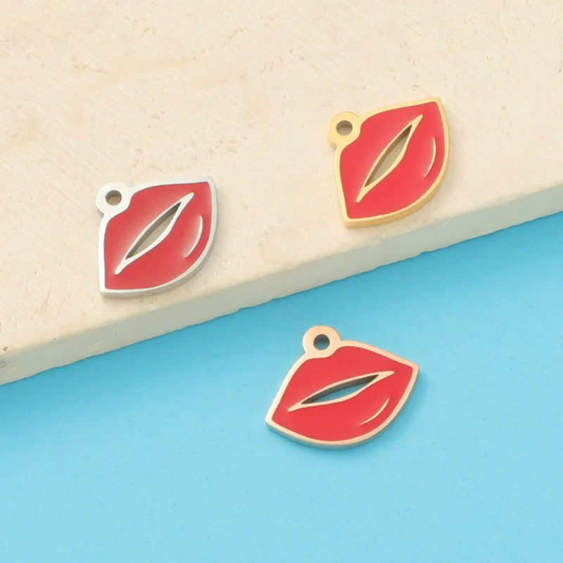 Jewelry Accessories Stainless Steel Red Lips Single Hole Hollow Pendant Fine Polishing Fashion - Image 2