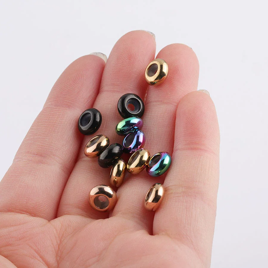 Jewelry Accessories Stainless Steel Rubber Ring Positioning Beads Smooth Geometric Electroplated Bracelet Diy - Image 2