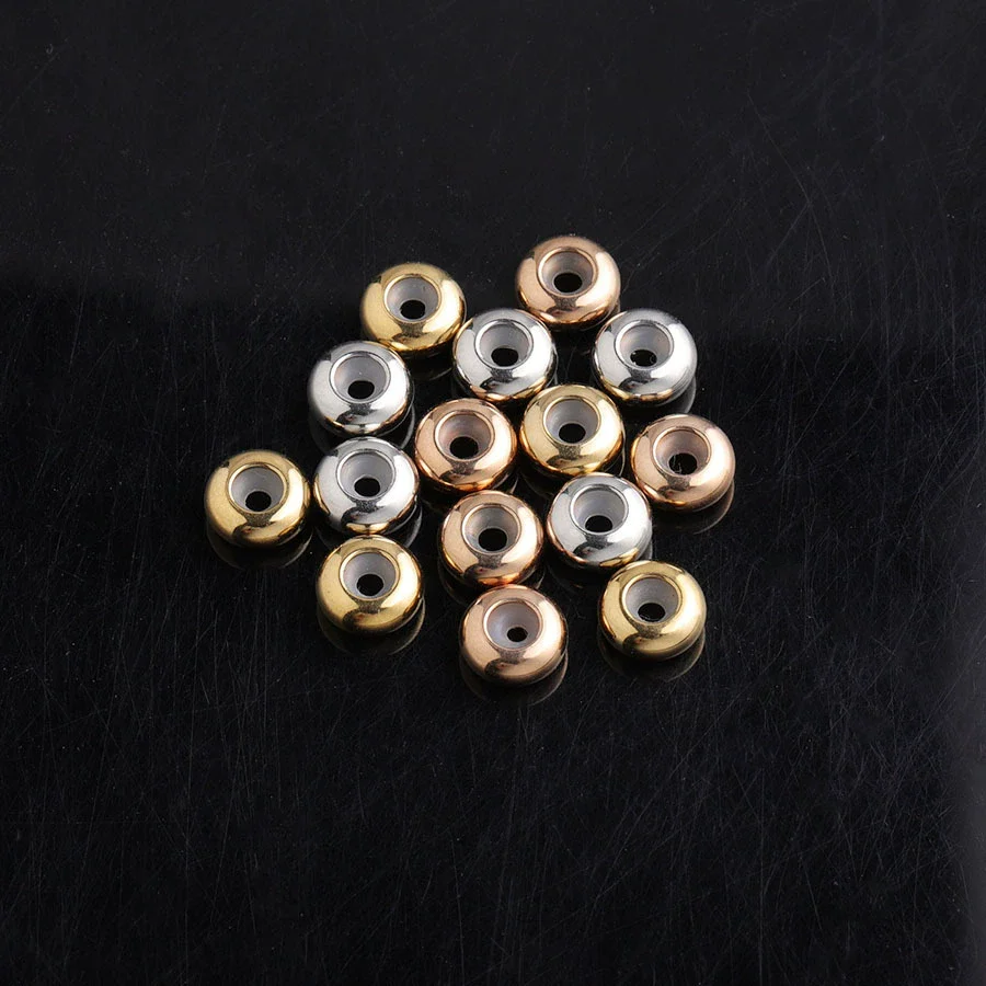 Jewelry Accessories Stainless Steel Rubber Ring Positioning Beads Smooth Geometric Electroplated Bracelet Diy - Image 3