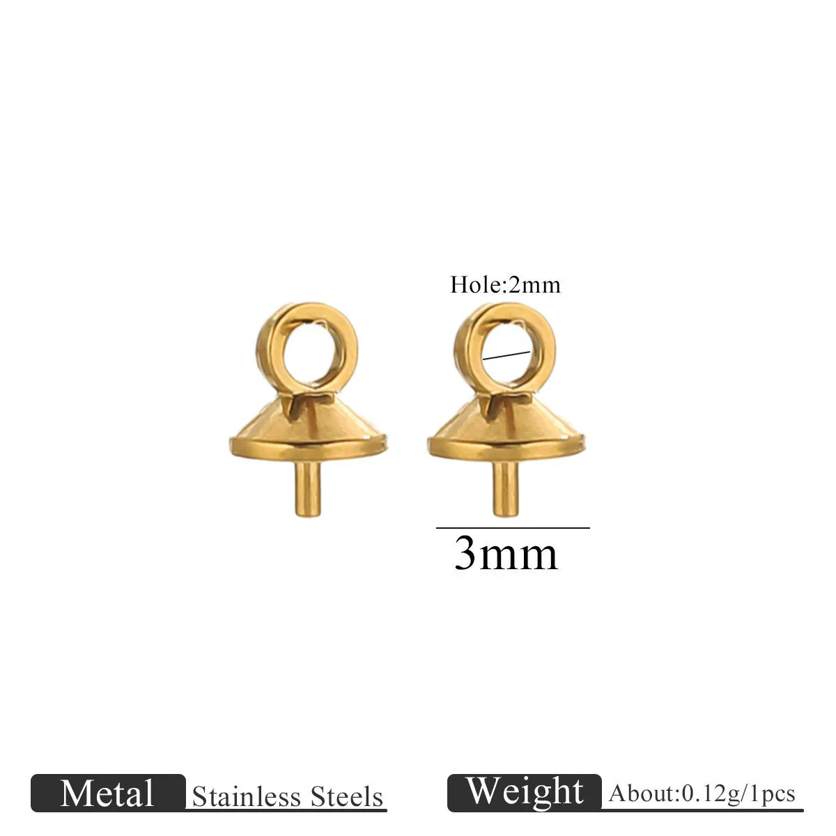 Jewelry Accessories Stainless Steel Vacuum Goldplated Round Bead Cap Pearl Pendant Sheep Eye Cap - Image 6