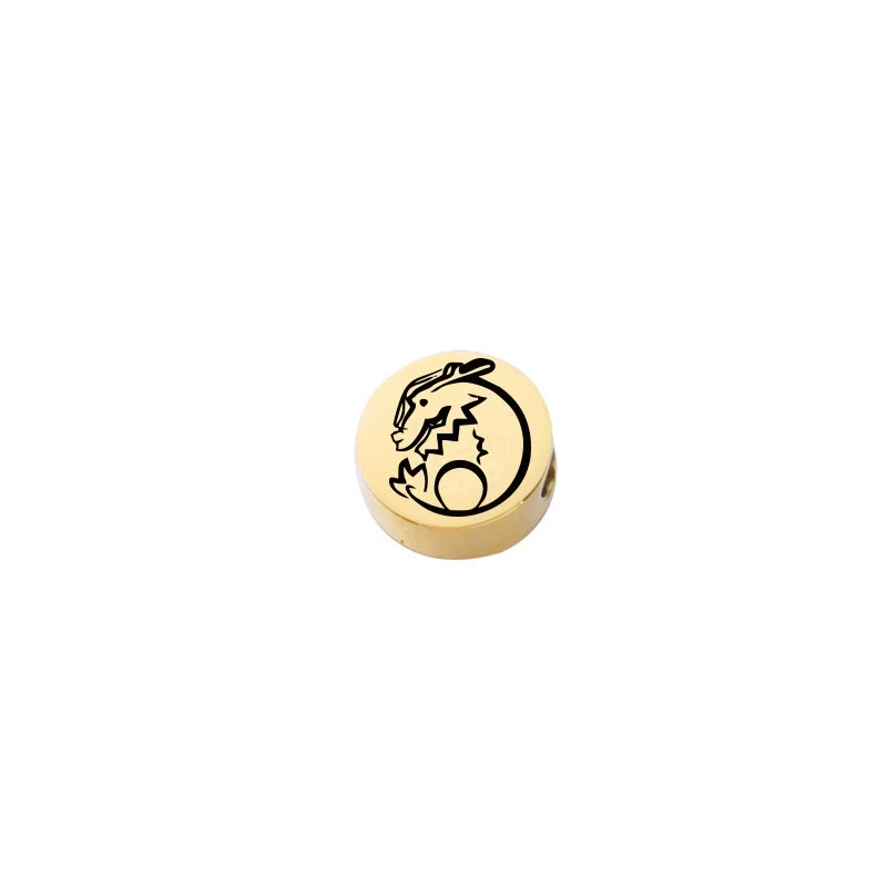 Jewelry Accessories Titanium Steel And Stainless Steel 12 Zodiac Round Hole Bead Spacer Bead Pendant Mirror Polished Laser Positioning Electroplated - Image 9