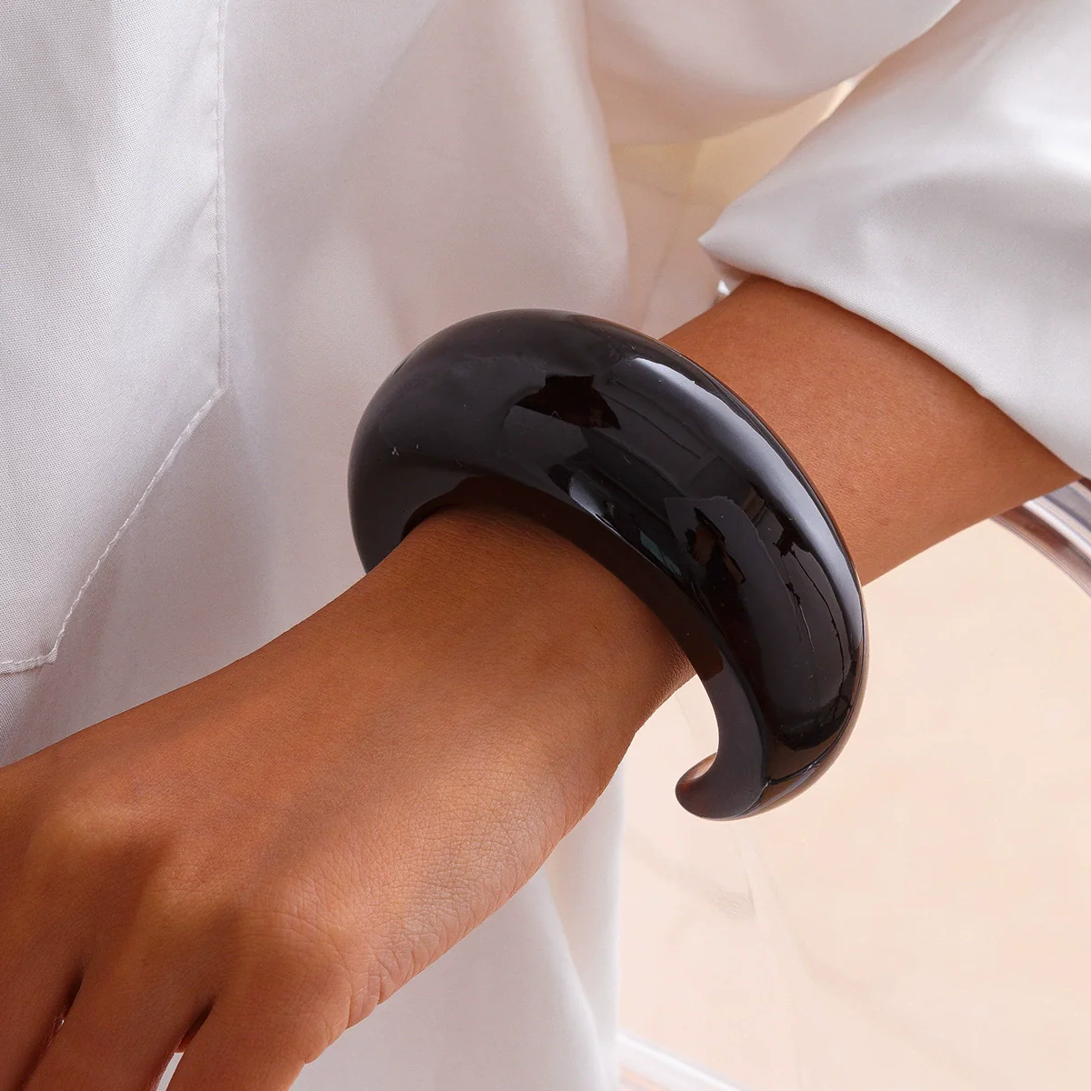 Jewelry Acrylic Acetate Resin Curved Irregular Texture Electroplated Bracelet - Image 12