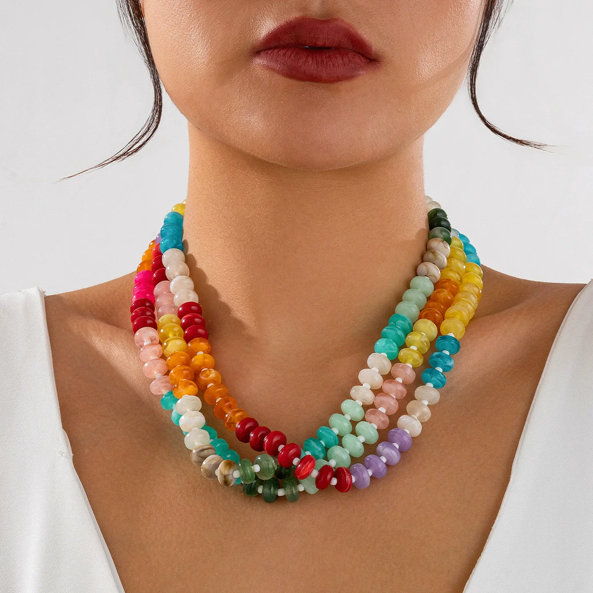 Jewelry Acrylic Geometric Sweet Dopamine Irregular Clavicle Chain Electroplated Necklace