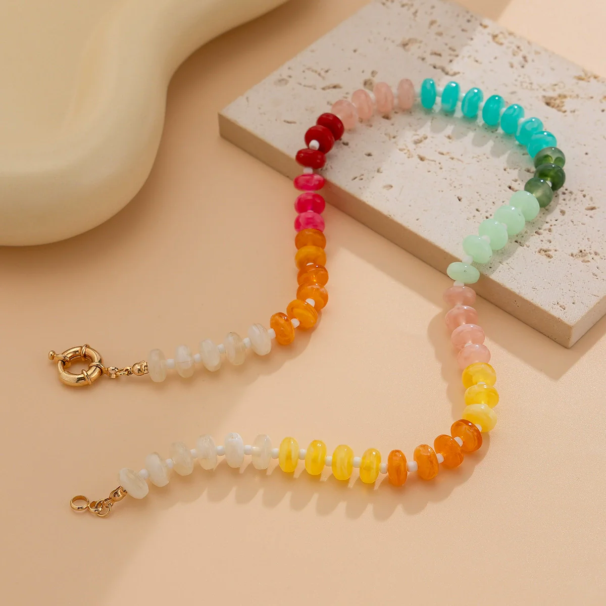 Jewelry Acrylic Geometric Sweet Dopamine Irregular Clavicle Chain Electroplated Necklace - Image 4