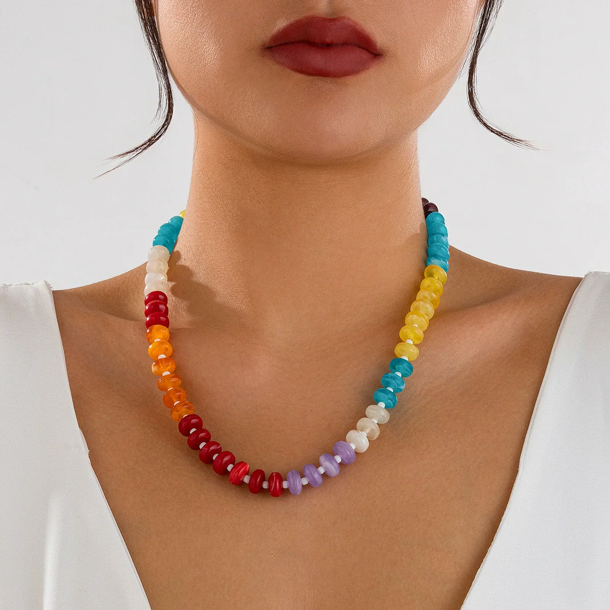 Jewelry Acrylic Geometric Sweet Dopamine Irregular Clavicle Chain Electroplated Necklace - Image 8