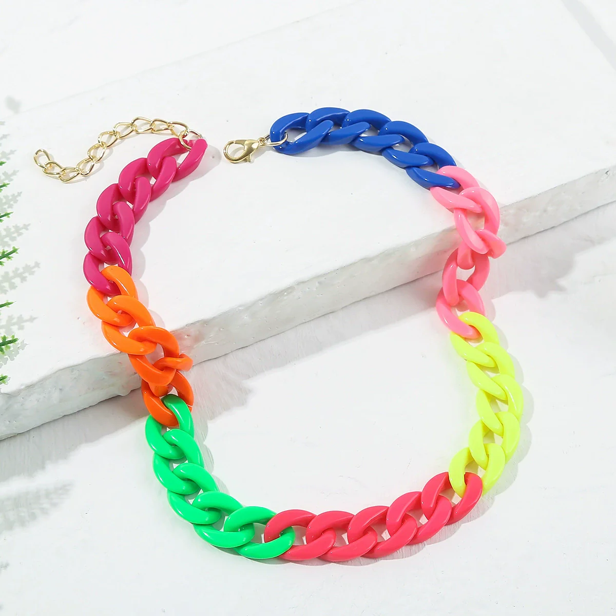 Jewelry Acrylic Hiphop Style Geometric Flat Necklace For Women - Image 3
