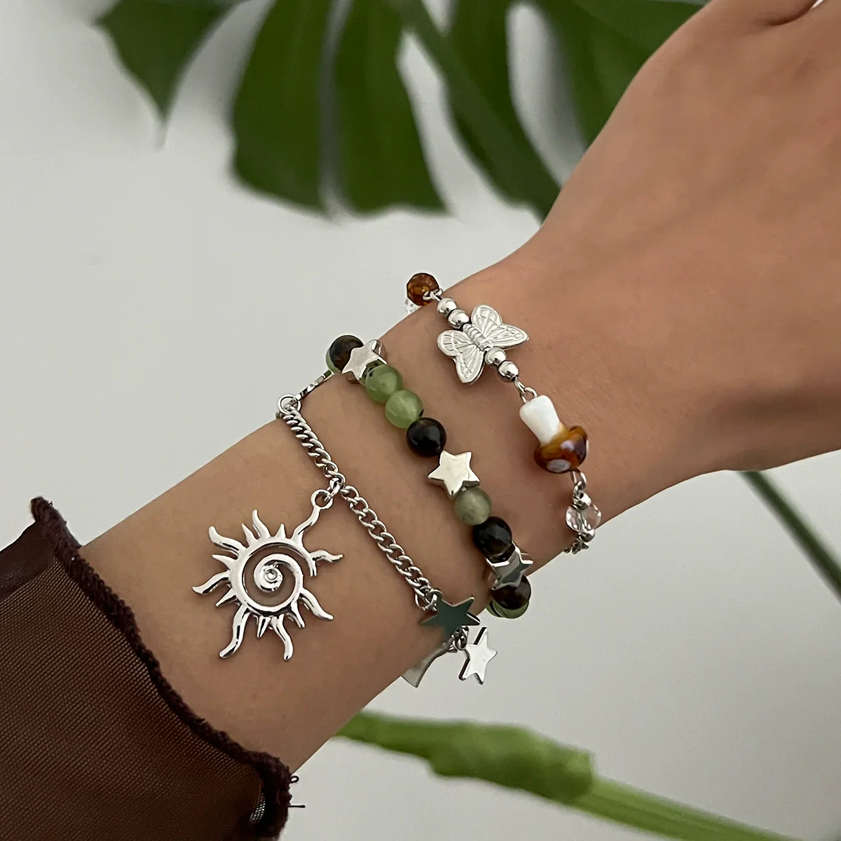 Jewelry Alloy Beaded Bracelet With Mushroom Butterfly Pendant Animal Zodiac Star Geometric Electroplating For Women - Image 9