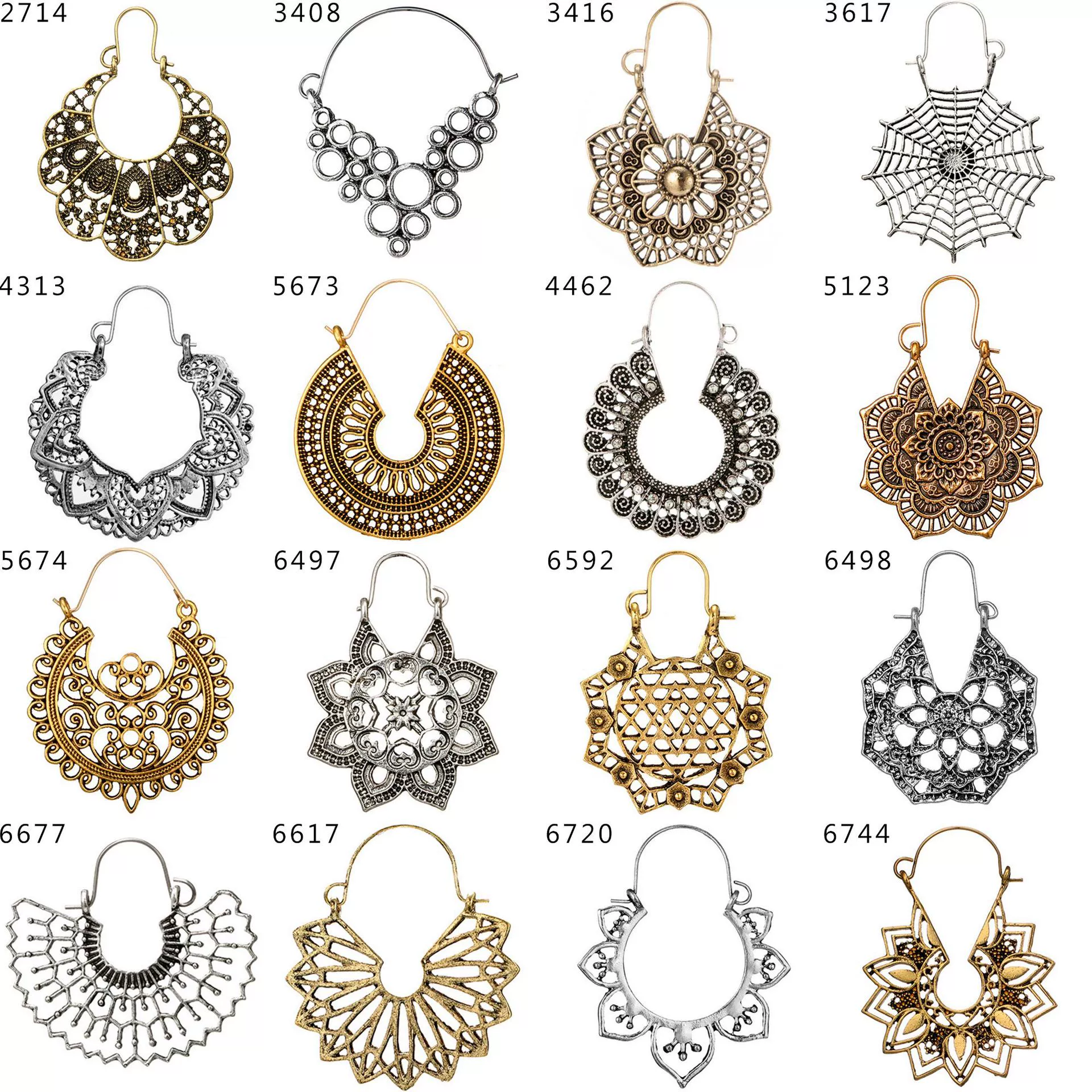 Jewelry Alloy Electroplating Geometric Semicircular Cshaped Fanshaped Earrings With Spider Web Pattern