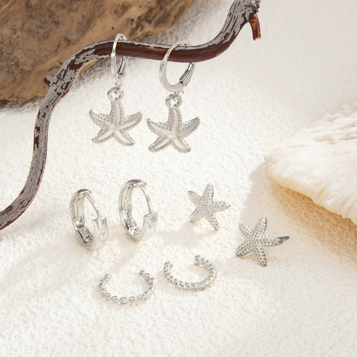 Jewelry Alloy Exaggerated Star Flower Electroplated Earrings For Women - Image 11