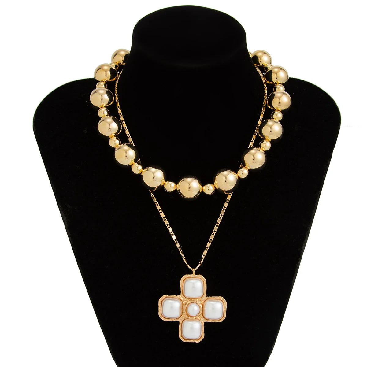Jewelry Alloy Geometric Beaded Necklace Electroplating Punk Hiphop Style For Women - Image 5