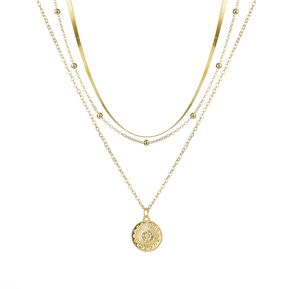 Jewelry Alloy Geometric Cross Heartshaped Pendant Multilayer Necklace With Diamond For Women - Image 7