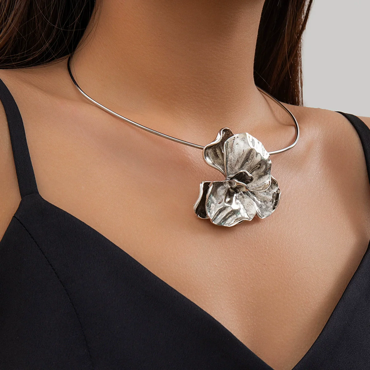Jewelry Alloy Geometric Flower Metal Choker Collar Necklace For Women