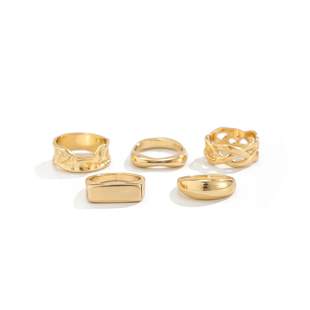 Jewelry Alloy Geometric Light Luxury Style Electroplated Ring Set - Image 5