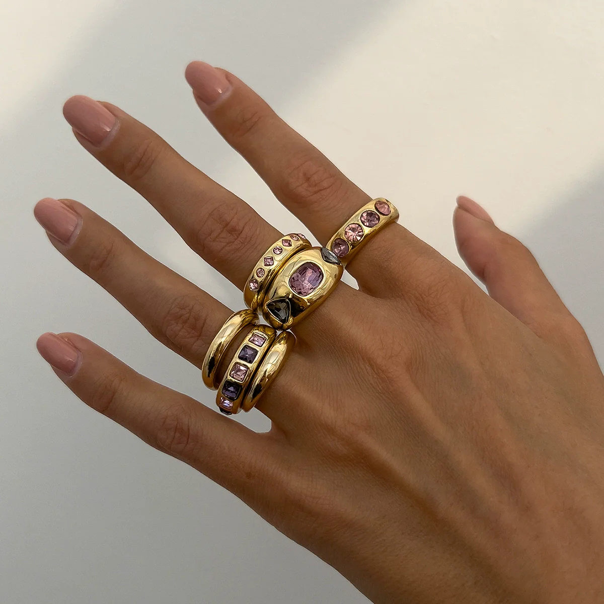 Jewelry Alloy Geometric Oval Chain Necklace And Ring Set Electroplated - Image 11