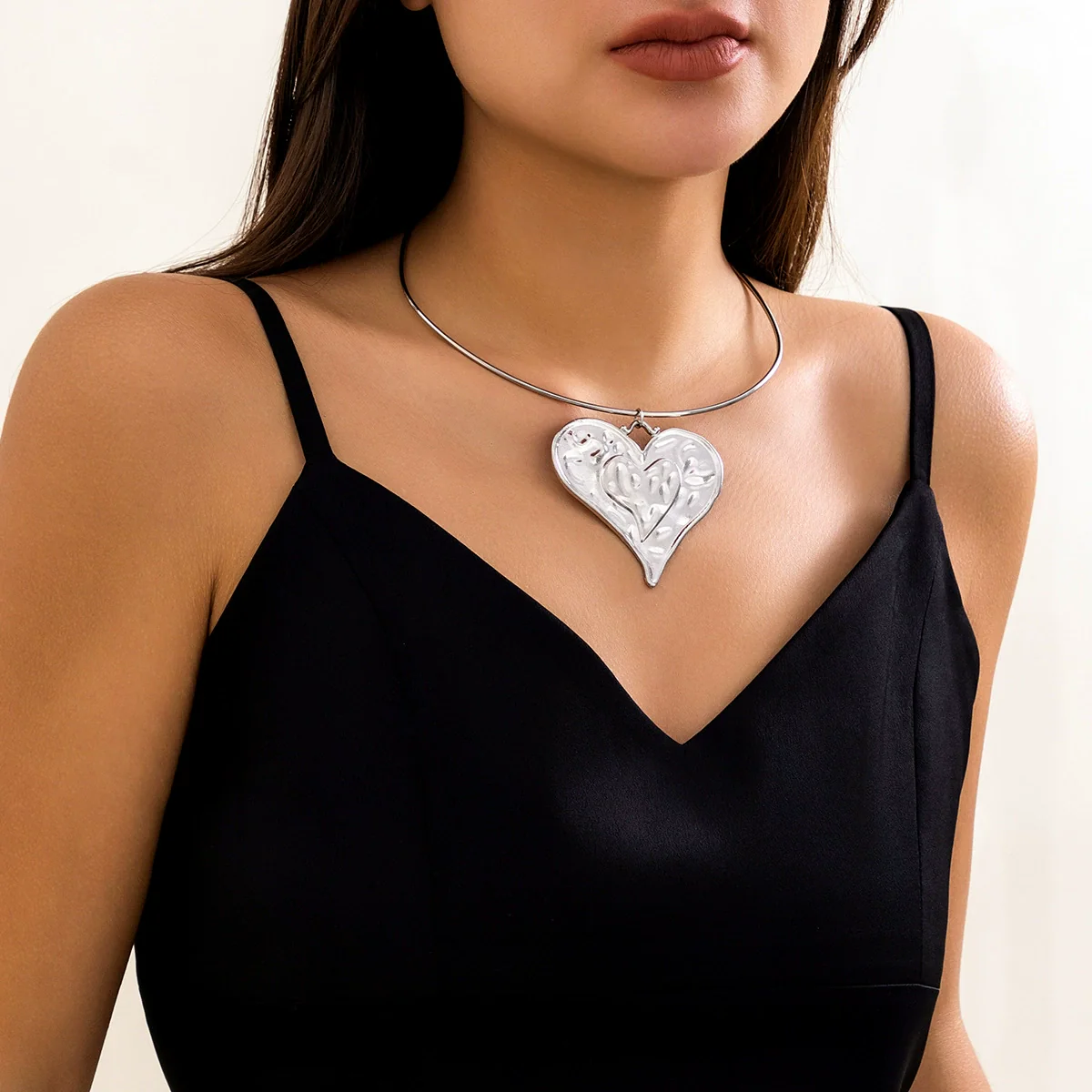 Jewelry Alloy Heart Geometric Pendant Collar Necklace For Women - Image 2