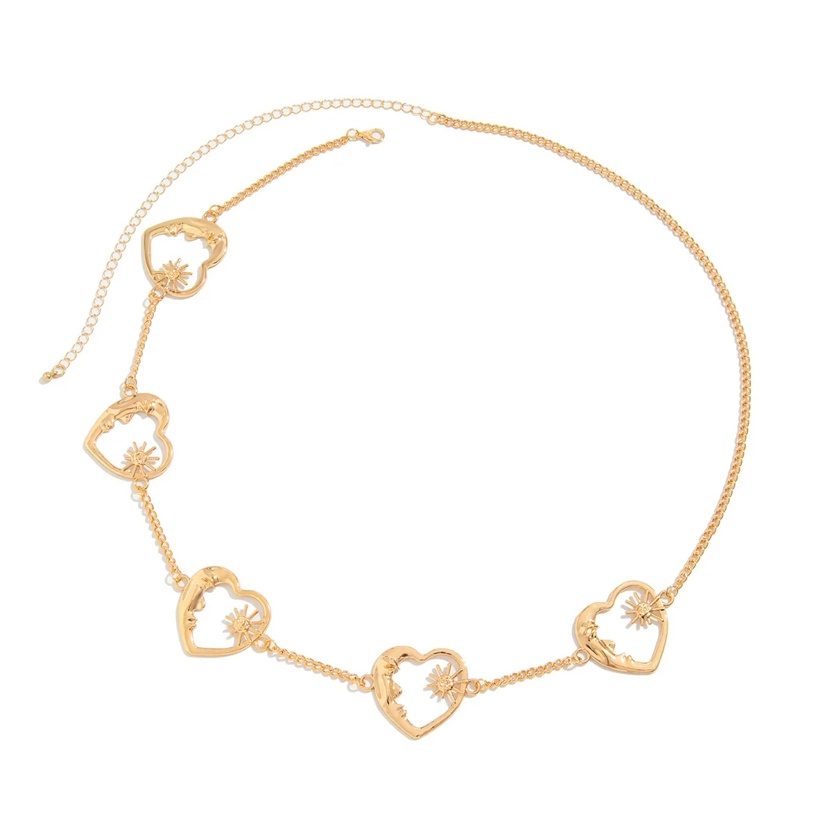 Jewelry Alloy Hollow Love Crescent Waist Chain Retro Style - Image 5