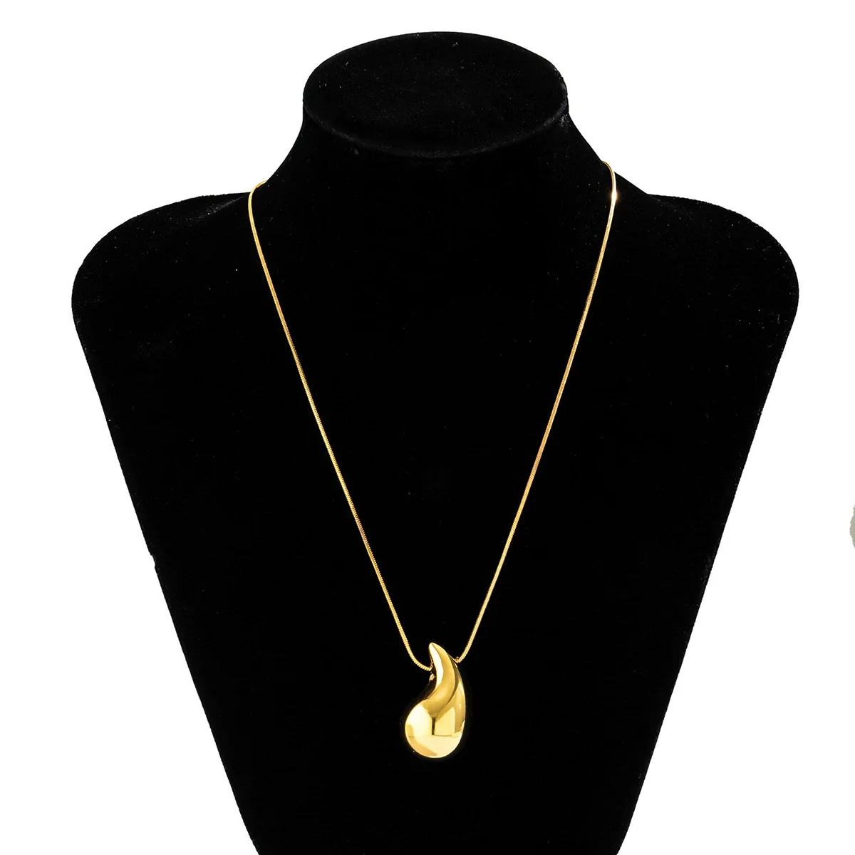 Jewelry Alloy Metal Geometric Teardrop Pendant Snake Bone Chain Electroplated Punk Necklace For Women - Image 5