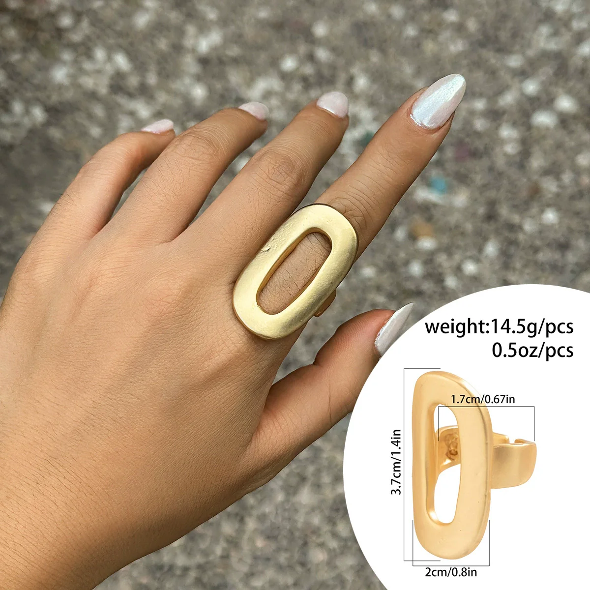 Jewelry Alloy Metal Ring With Geometric And Flower Pattern Electroplated For Women - Image 8