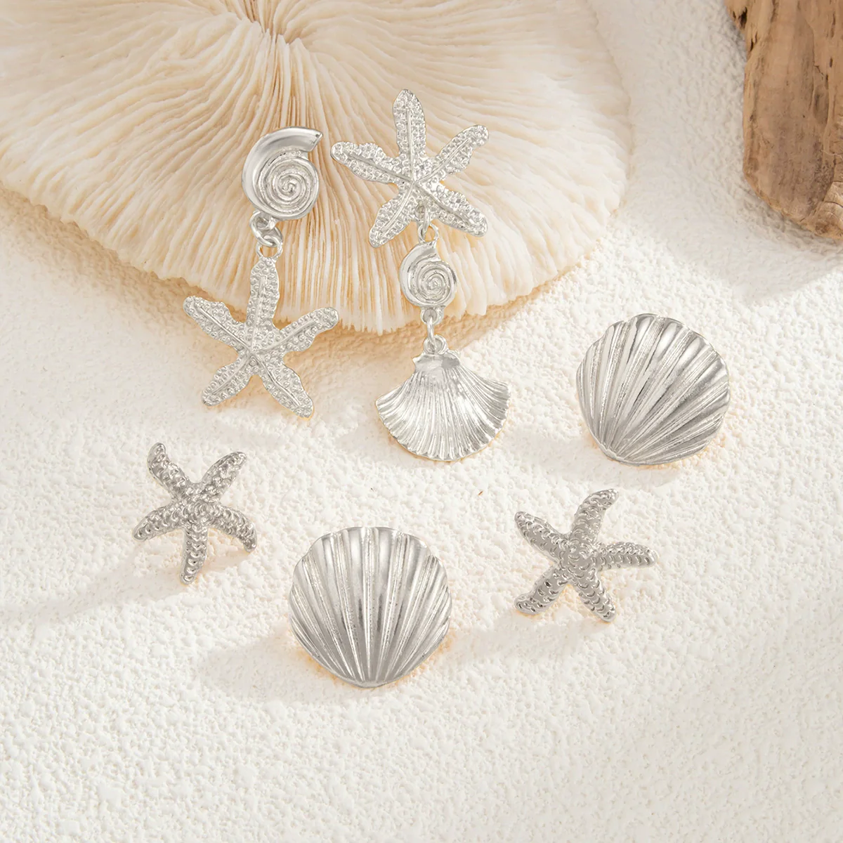 Jewelry Alloy Ocean Style Starfish Shell Animal Zodiac Electroplated Pendant Earrings And Ear Clips - Image 12
